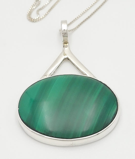 Inger K Jewelry Danish Born Inger K Sterling & Malachite Scandinavian Modernist Necklace