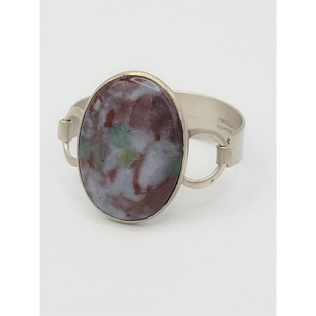 Isaac Cohen Jewelry Swedish Designer Isaac Cohen ICO Sterling Marble Jasper Modernist Bracelet 1972