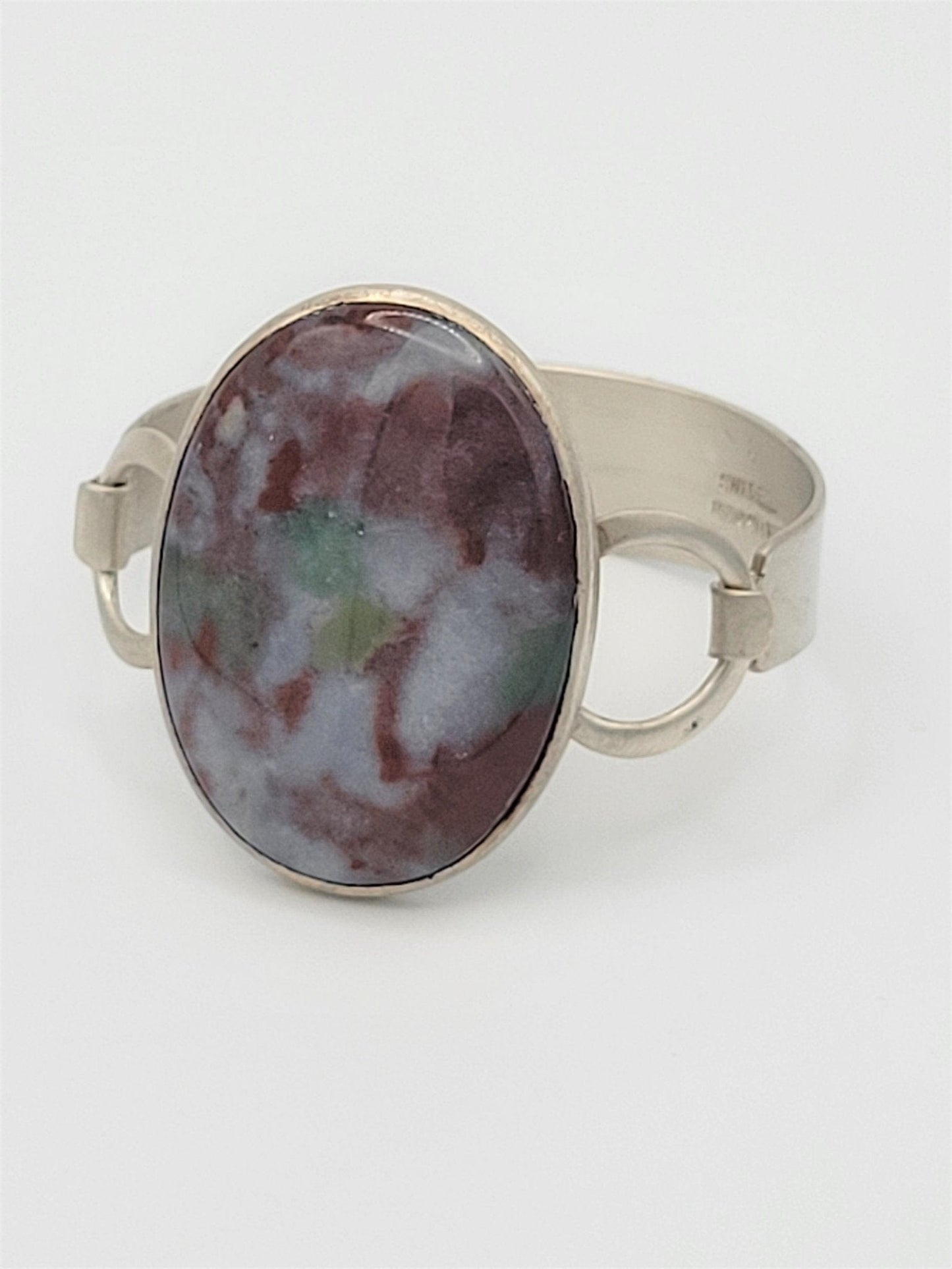 Isaac Cohen Jewelry Swedish Designer Isaac Cohen ICO Sterling Marble Jasper Modernist Bracelet 1972