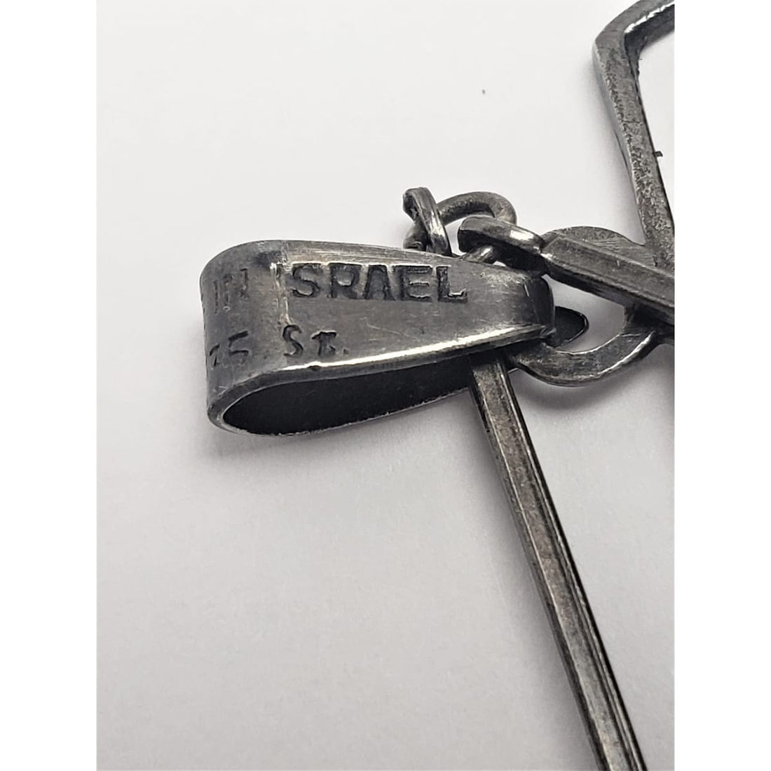 Israel Jewelry Designer SB Israel 935 Sterling Abstract Modernist Pendant Necklace 1960&