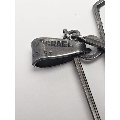 Israel Jewelry Designer SB Israel 935 Sterling Abstract Modernist Pendant Necklace 1960&