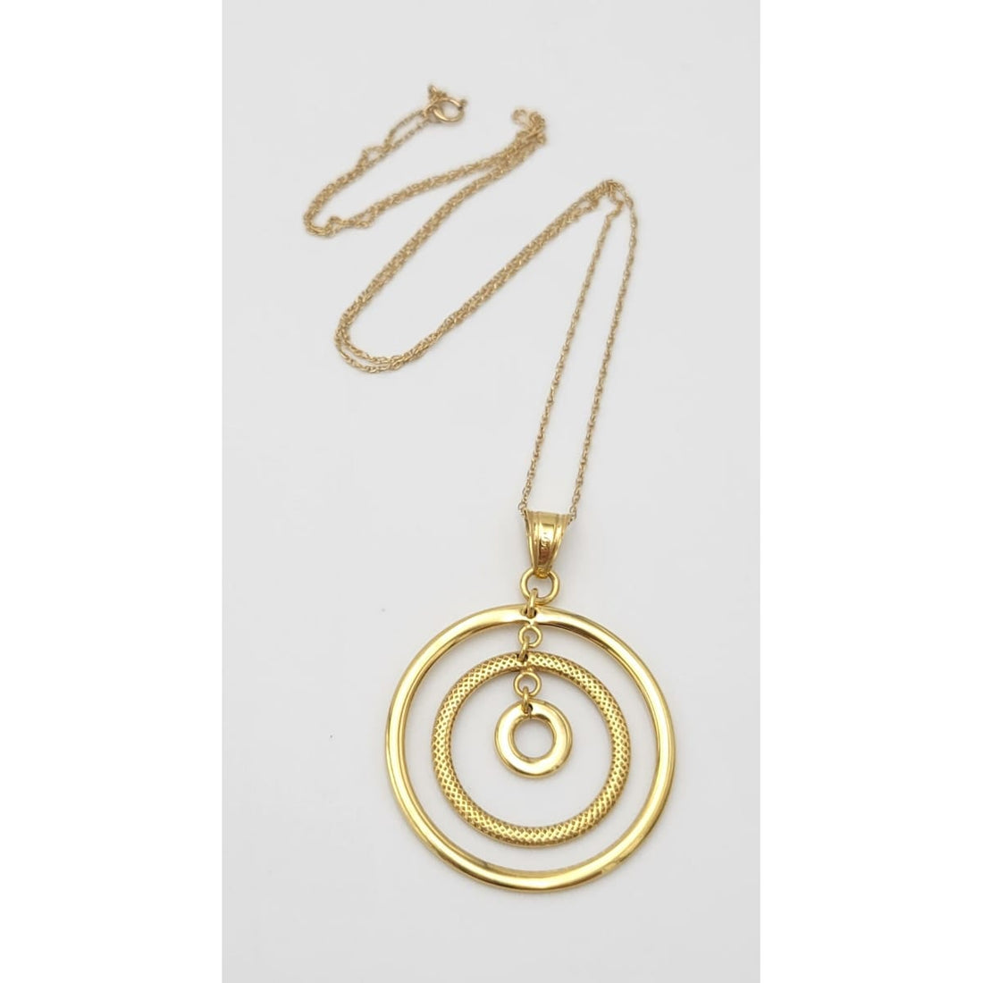 Italian Gold Jewelry Italian 14K Gold Mid Century Modern Artisan Floating Circles Necklace Circa 1960s