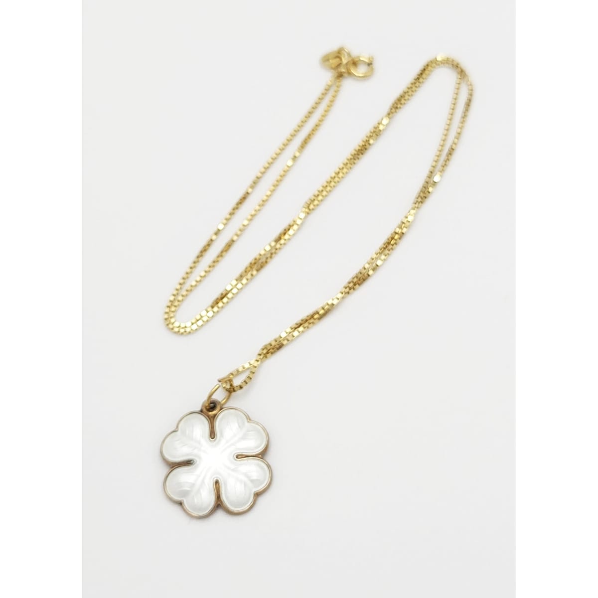 Ivar Holth Jewelry Ivar Holth Norway Sterling &amp; Enamel Lucky 4 Leaf Clover Necklace Circa 1950s