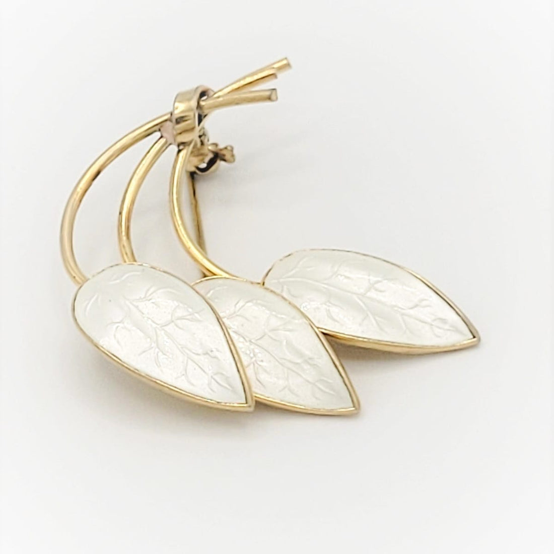 Ivar Holth Jewelry Norway Designer Ivar Holth Sterling &amp; Enamel Leaves Brooch Pendant 1940s
