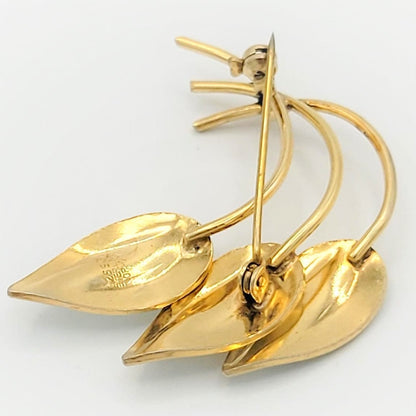 Ivar Holth Jewelry Norway Designer Ivar Holth Sterling &amp; Enamel Leaves Brooch Pendant 1940s