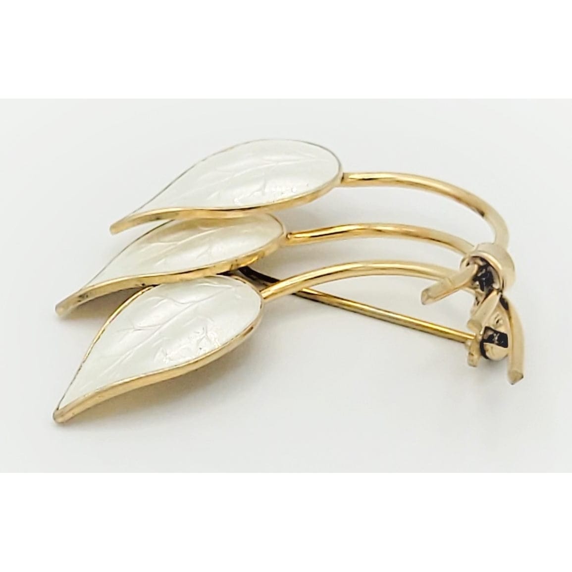 Ivar Holth Jewelry Norway Designer Ivar Holth Sterling &amp; Enamel Leaves Brooch Pendant 1940s