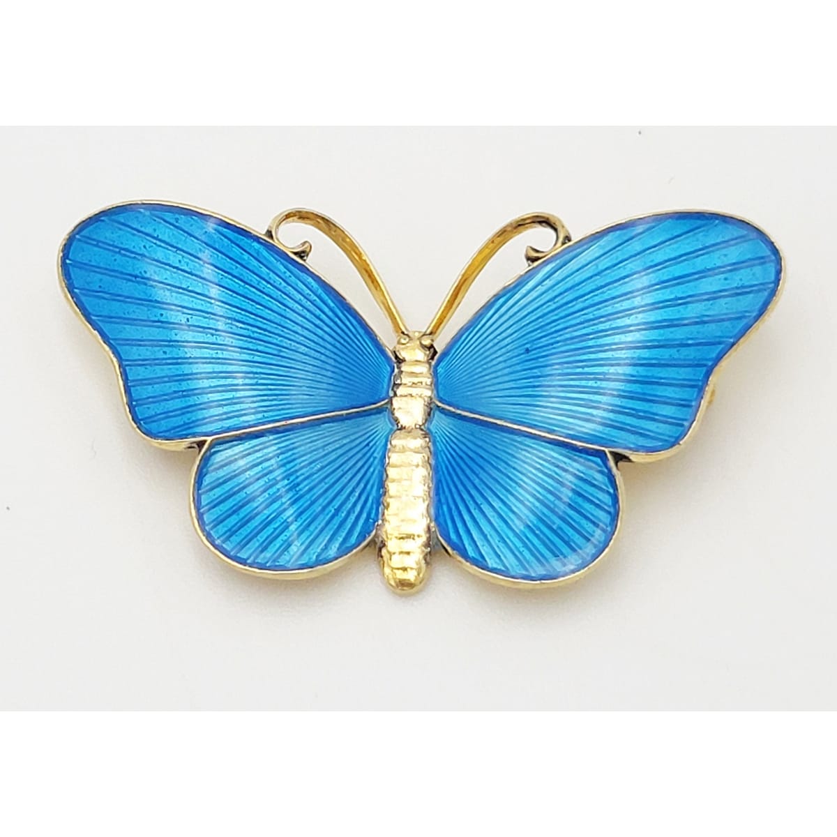Ivar Holth Jewelry Norwegian Designer Ivar Holth Sterling Blue Enamel Large Butterfly Brooch 1940s/50s