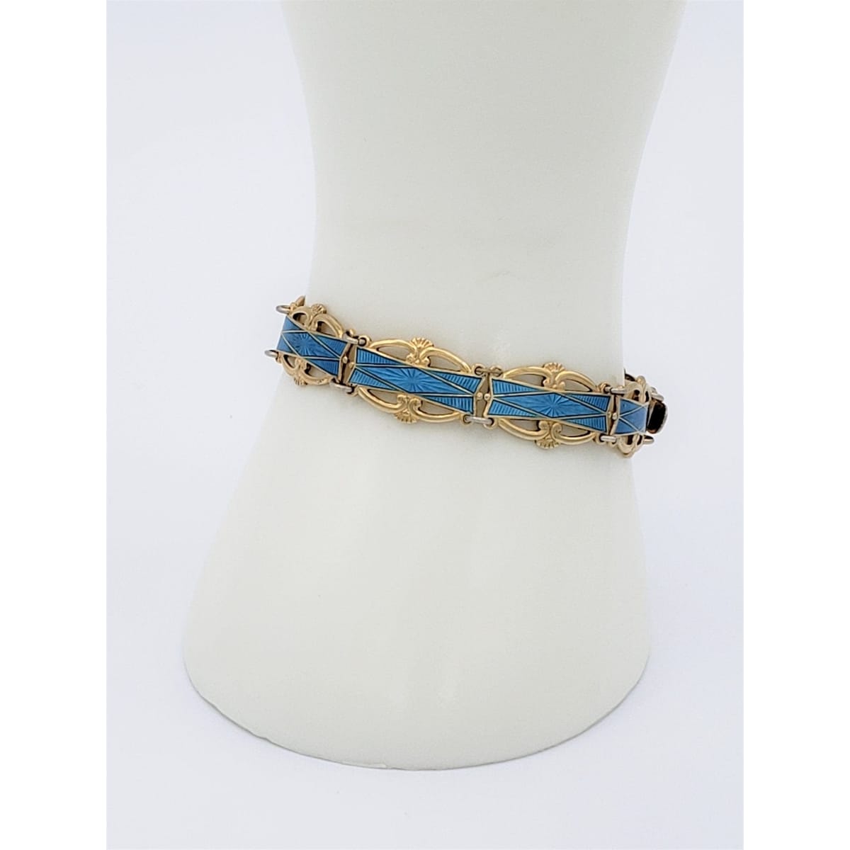 Ivar Holth Jewelry Vintage Ivar Holth Norway Gilt 925 Sterling &amp; Blue Enamel Art Deco Panel Bracelet