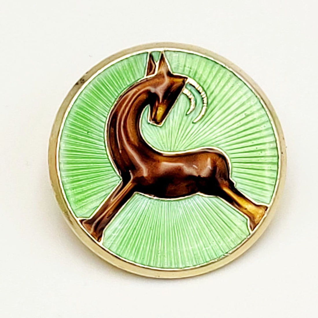J Tostrup Jewelry J Tostrup Norway Sterling Enamel Art Deco Zodiac Aries Ram Brooch Pin 1950&