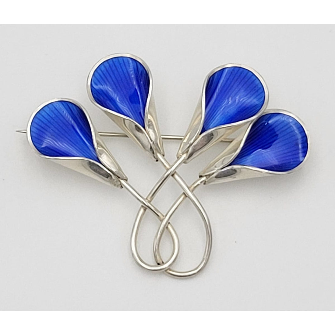 J Tostrup Jewelry J Tostrup Norway Sterling &amp; Guilloche Enamel Brooch Pin 1950&