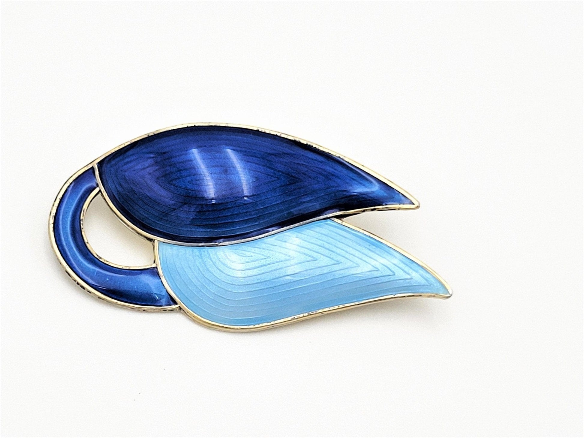 J Tostrup Jewelry Superb Vintage J Tostrup Norway Gilt 925SS Enamel Art Deco Modernist Brooch Pin