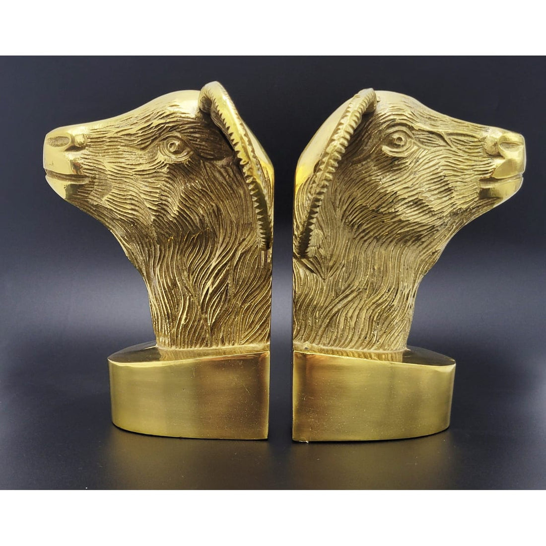 Jaru Bookends Vintage Regal &amp; Majestic Large Brass Aries Ram Bighorn Sheep Bookends Set