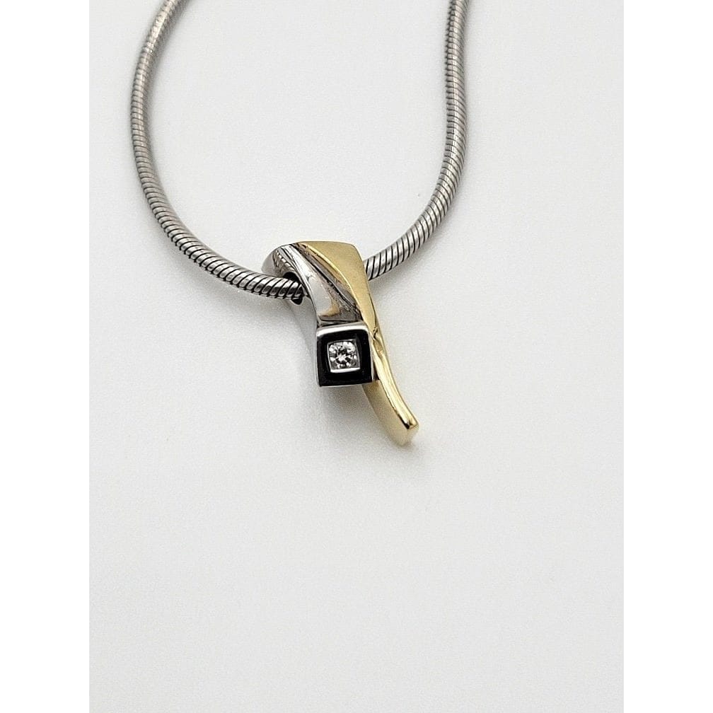 Jens Johannes Aagaard Jewelry VNTG Jens Johannes Aagaard 14k Gold 925SS Diamond Danish Modernist Necklace