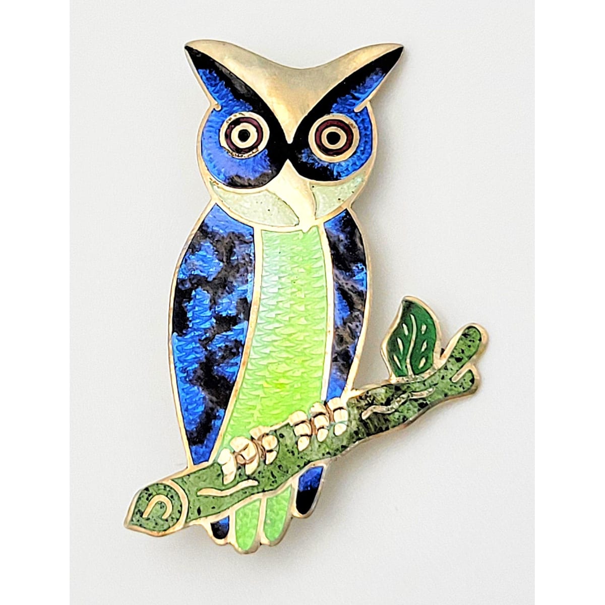Jeronimo Fuentes Jewelry Jeronimo Fuentes Margot de Taxco Sterling Enamel Owl Brooch Pin Pendant 1950s