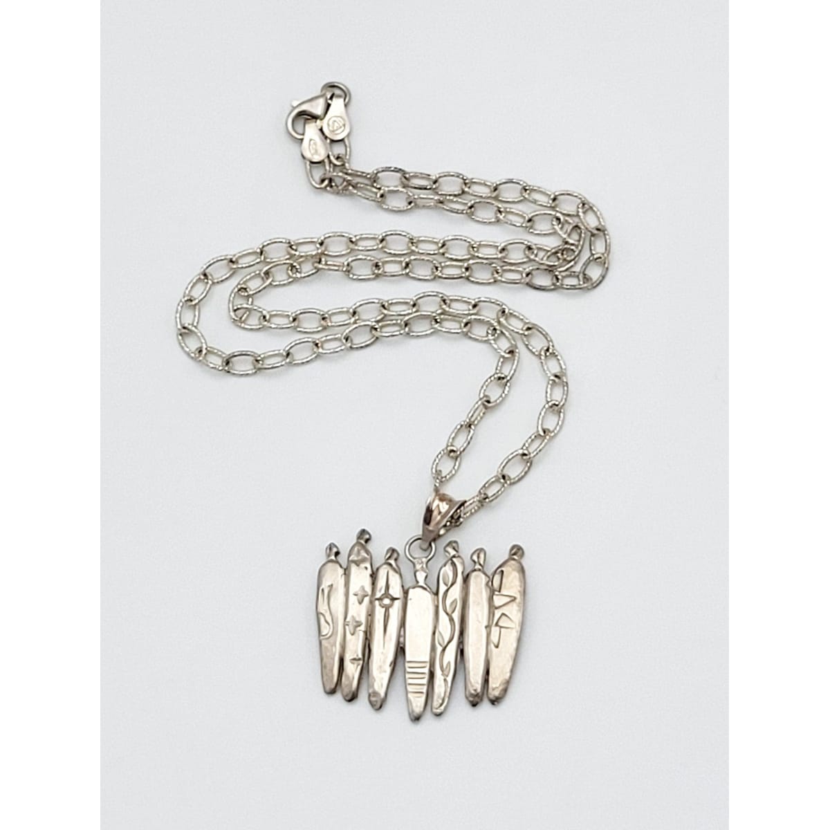 Jerry Roan Jewelry Rare Navajo Designer Jerry Roan "Spirit Guides" Sterling Pendant Necklace 1970s
