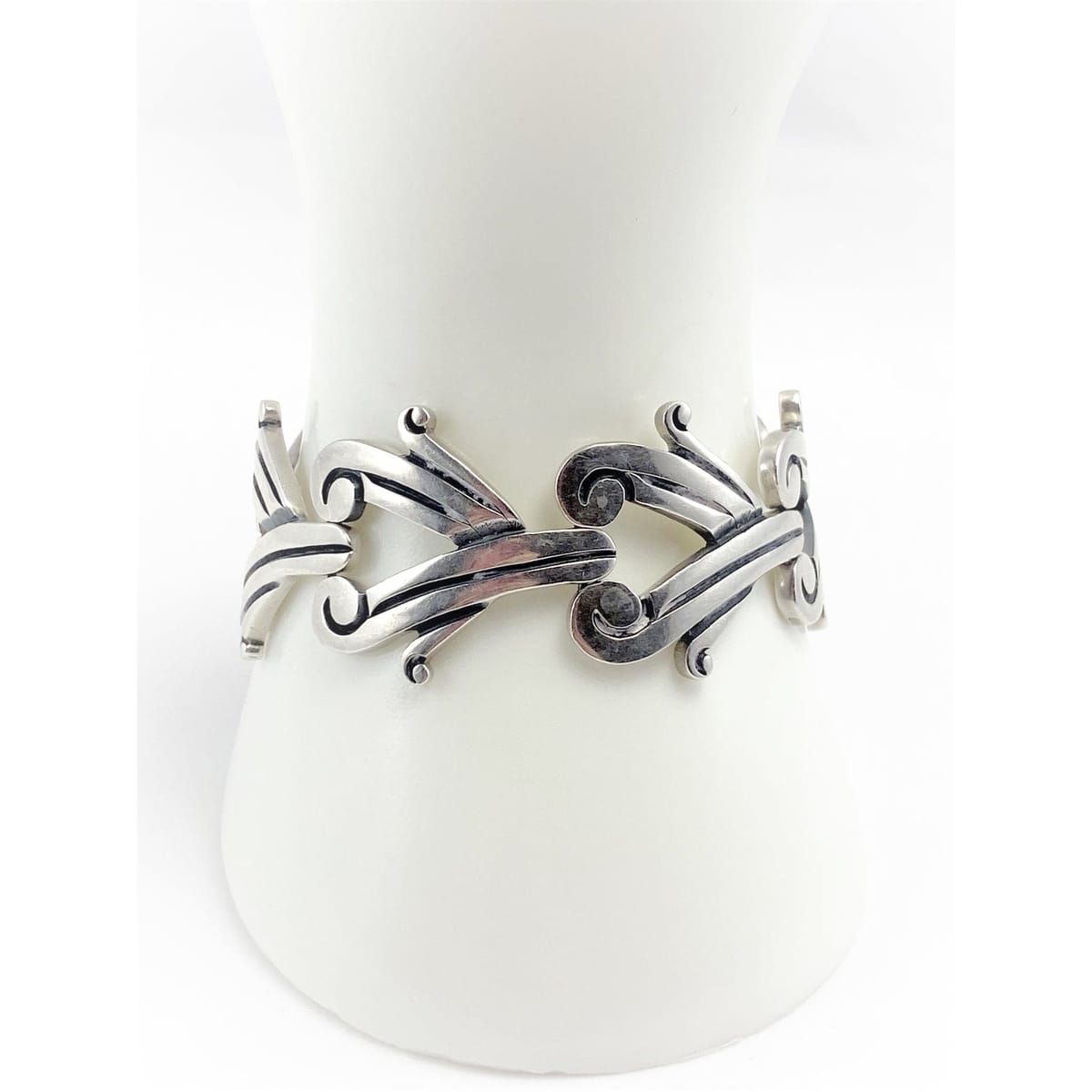 JJ Taxco Jewelry JJ Taxco Eagle 3 Margot Modernist Style Panel Link Sterling Bracelet 1950s