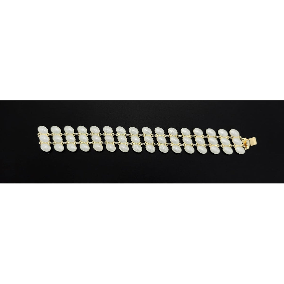 Johannes Bronee Jewelry Danish Johannes Bronee Sterling Enamel Modernist Wide Panel Link Bracelet