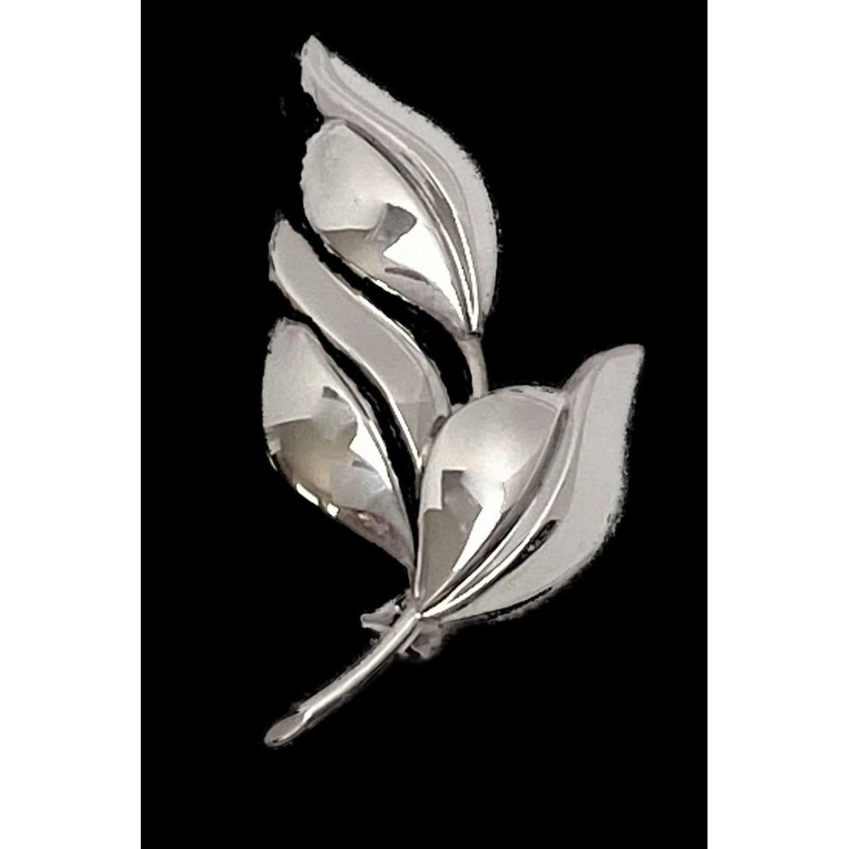John Lauritzen Jewelry Designer John Lauritzen Denmark Sterling Budding LEAVES Brooch Pendant 1950s