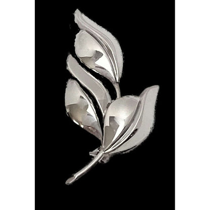 John Lauritzen Jewelry Designer John Lauritzen Denmark Sterling Budding LEAVES Brooch Pendant 1950s