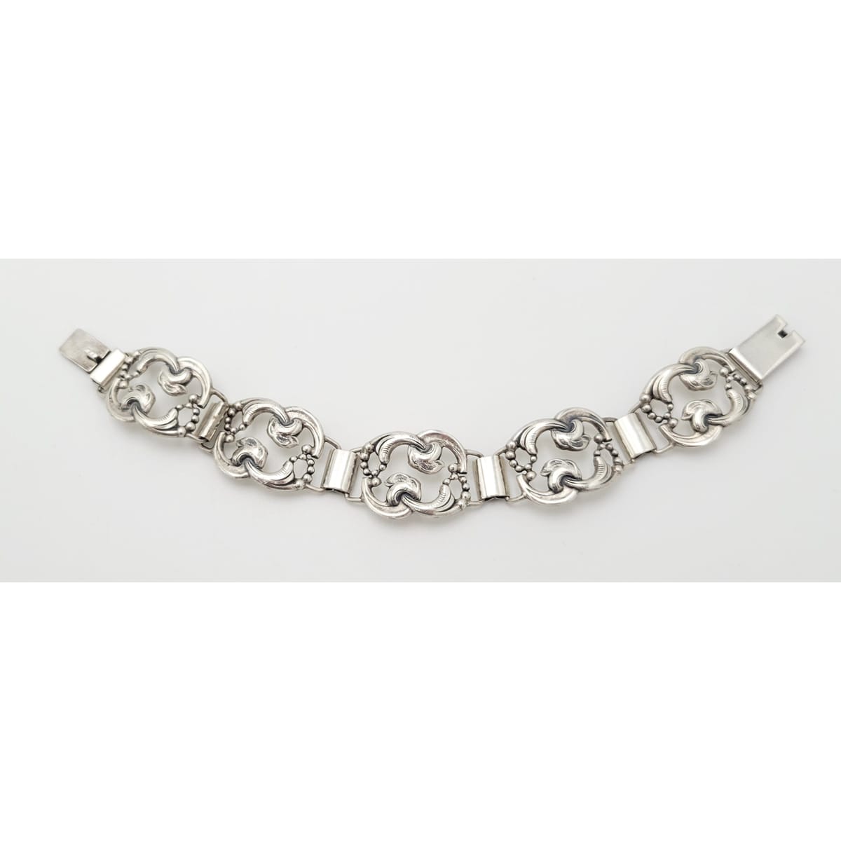 John Lauritzen Jewelry Designer John Lauritzen Denmark Sterling Silver Art Deco Panel Bracelet 1950s