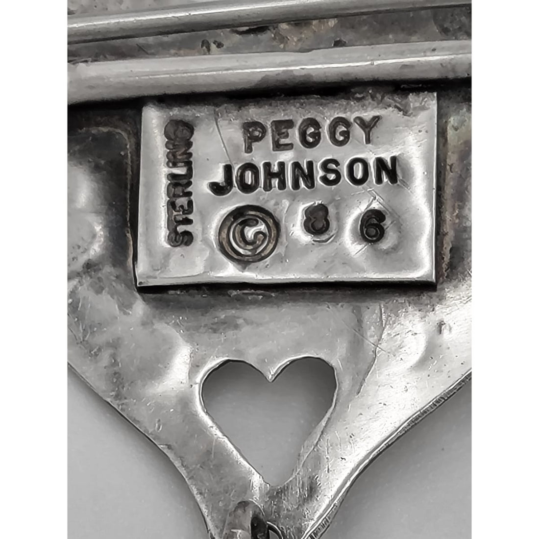 Johnson Jewelry Designer Peggy Johnson Sterling Silver "You Whisk My Heart Away" Brooch 1986