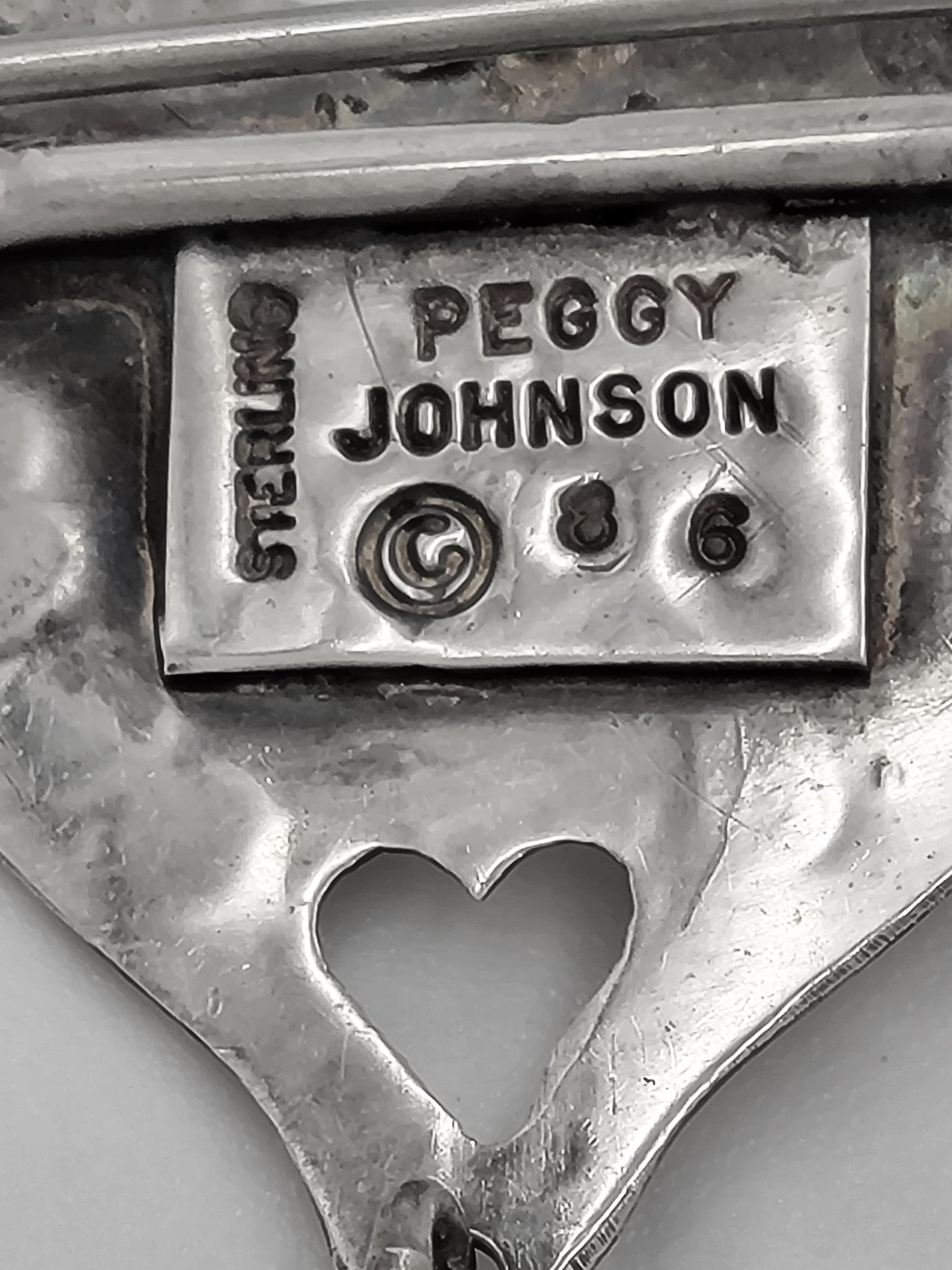 Johnson Jewelry Designer Peggy Johnson Sterling Silver "You Whisk My Heart Away" Brooch 1986