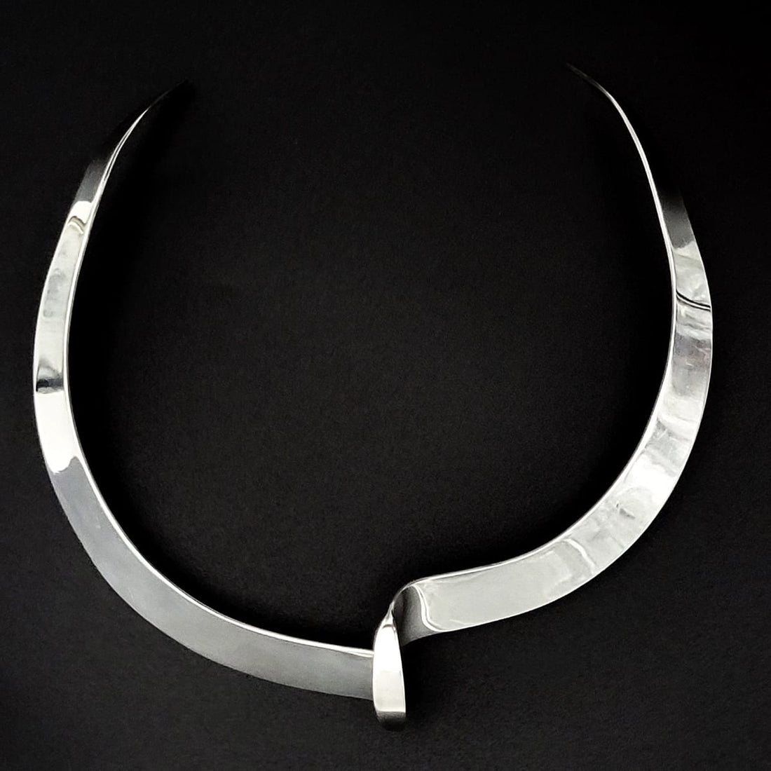 Jondell Jewelry Fab! Jondell Mexico Abstract Modernist Sterling Silver Collar Necklace Circa 1950s