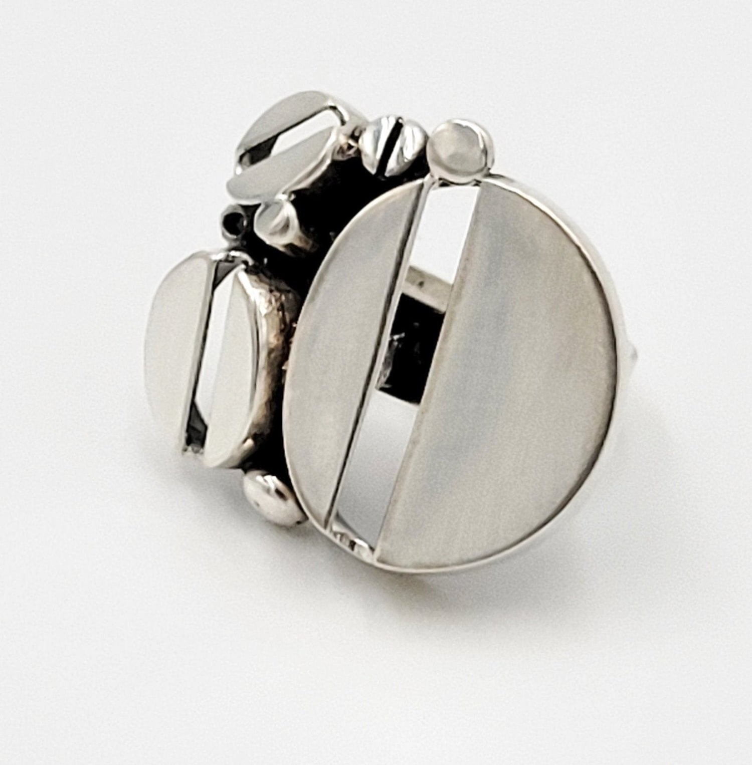 Jorma Laine Turun Hopea Jewelry Designer Finnish Jorma Laine for Turun Hopea Sterling Modernist HUGE Ring - Circa 1973