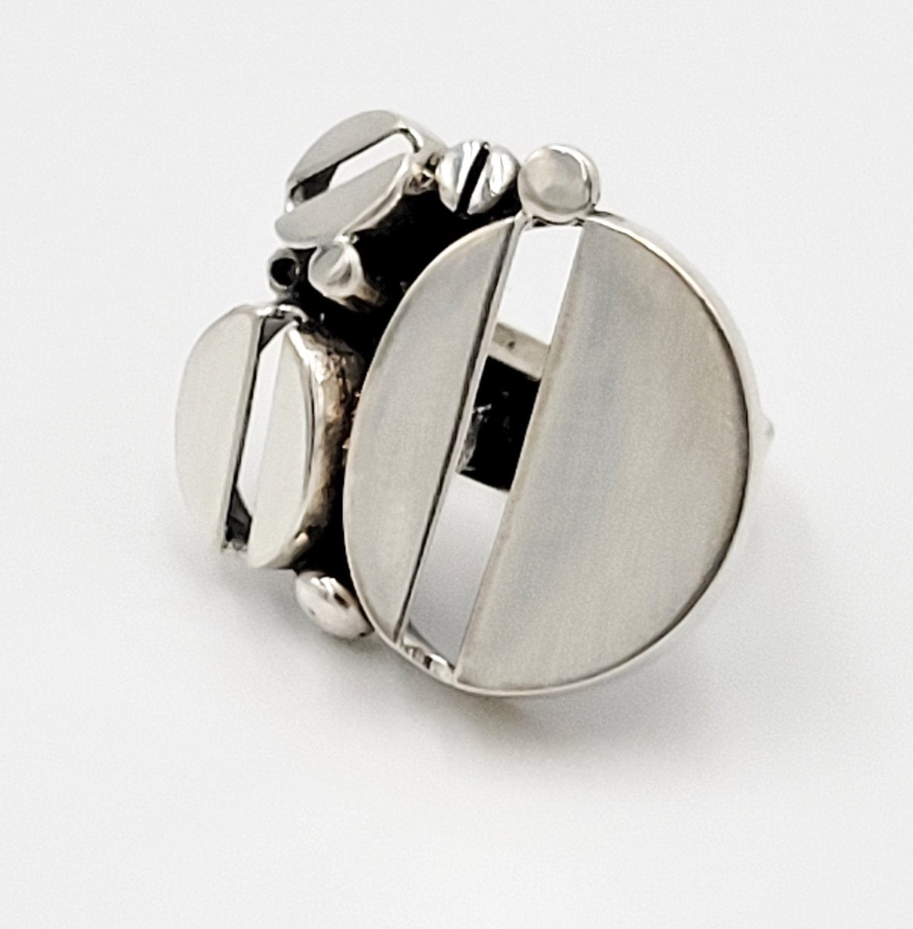 Jorma Laine Turun Hopea Jewelry Designer Finnish Jorma Laine for Turun Hopea Sterling Modernist HUGE Ring - Circa 1973