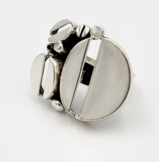 Jorma Laine Turun Hopea Jewelry Designer Finnish Jorma Laine for Turun Hopea Sterling Modernist HUGE Ring - Circa 1973