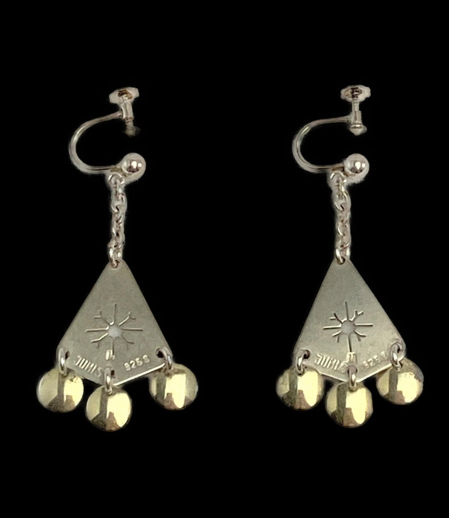 Juhls Jewelry VTG 925SS Juhls Kautokeino Norway Dangle Earrings Retro Atomic 1960s Fab!