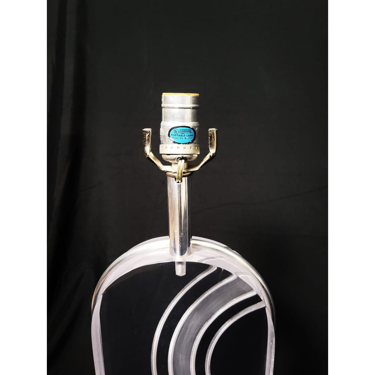 Karl Springer Lighting MCM Karl Springer Heavy Solid Lucite Carved Abstract Design Table Lamp Set