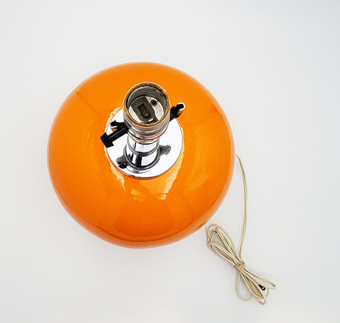 Kovacs Lighting Rare Retro Mod Kovacs Atomic Orange Ceramic & Chrome Table Lamp 1960s