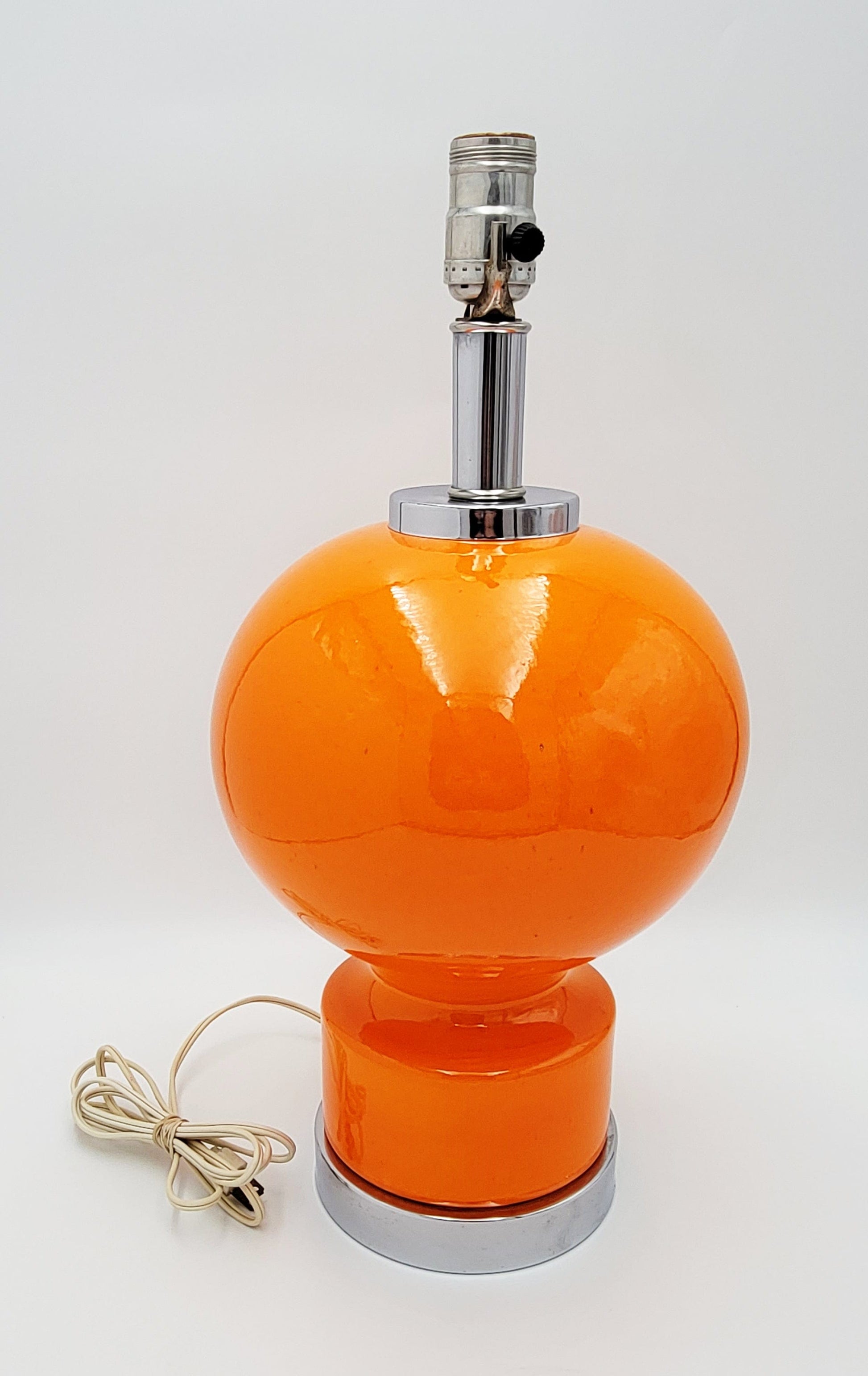 Kovacs Lighting Rare Retro Mod Kovacs Atomic Orange Ceramic & Chrome Table Lamp 1960s