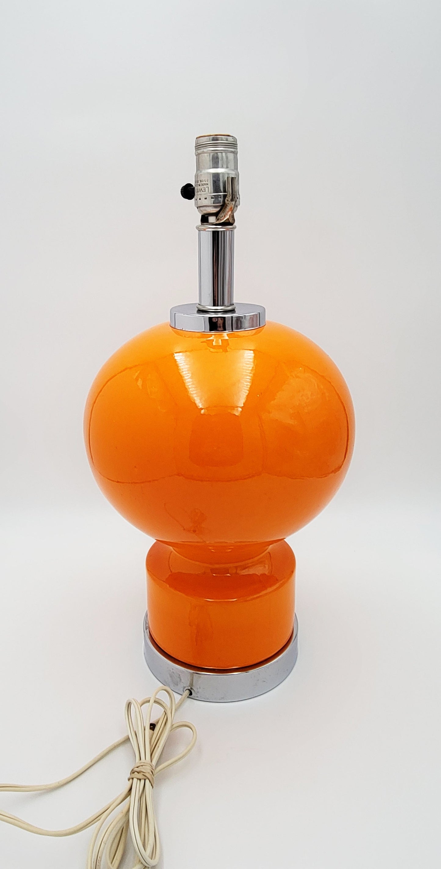 Kovacs Lighting Rare Retro Mod Kovacs Atomic Orange Ceramic & Chrome Table Lamp 1960s