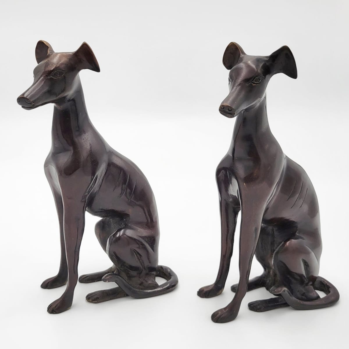 Kramer Sculpture Superb Bronze Whippet Dog Sculptures