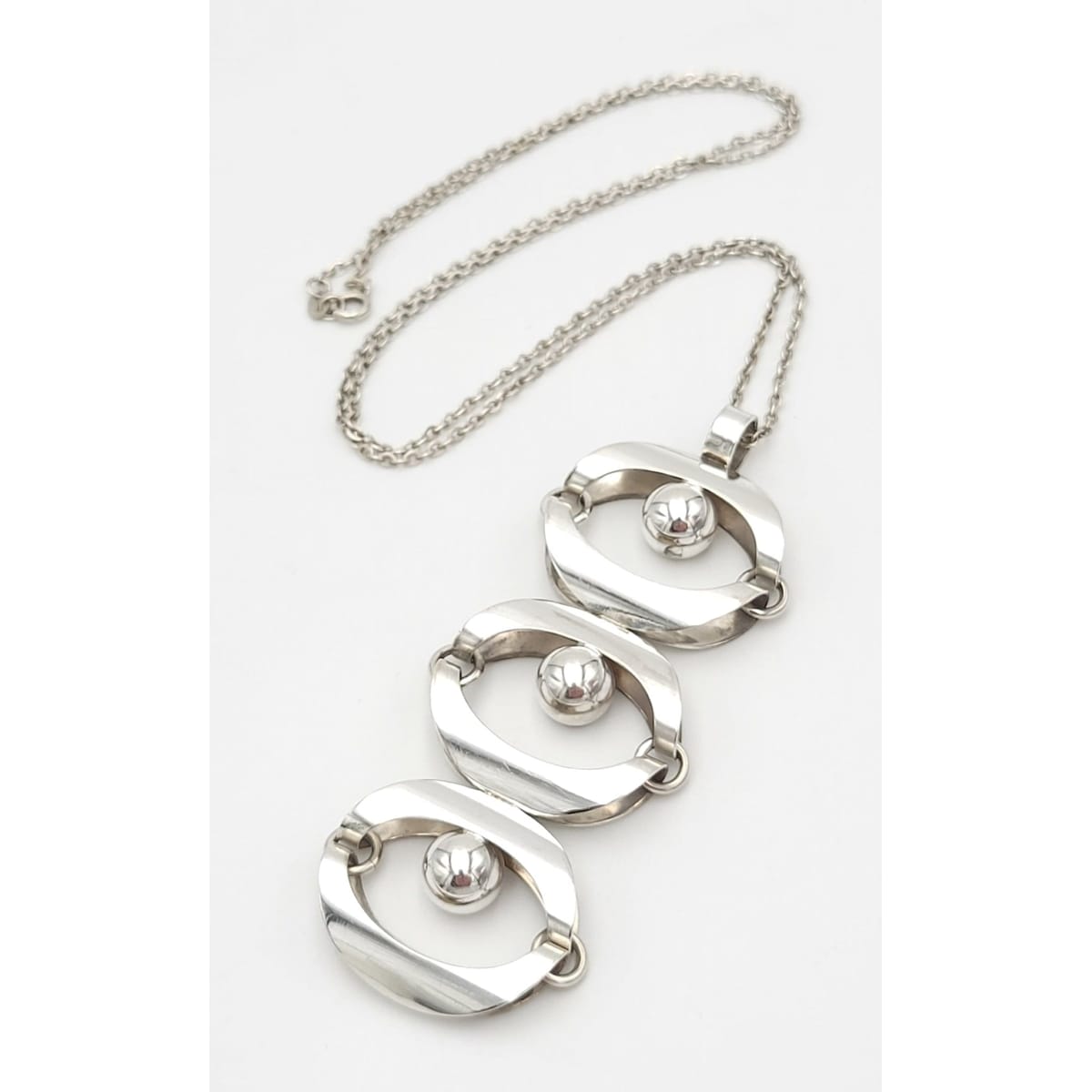Kupittaan Kulta Jewelry Finland Elis Kauppi Kupittaan Kulta Retro Modernist Sterling Statement Necklace 80s
