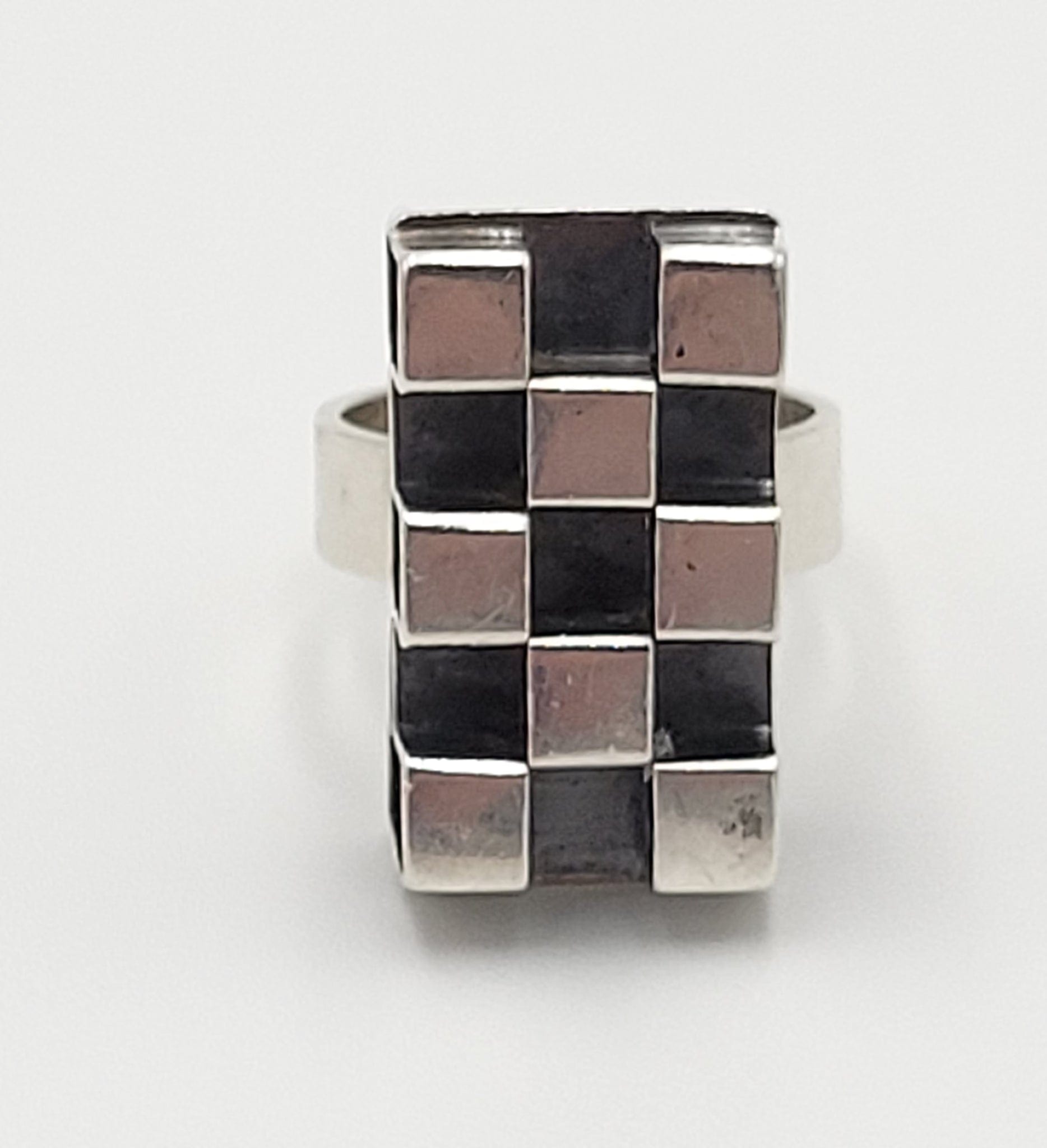 Kupittaan Kulta Jewelry Finnish Designer Elis Kauppi Kupitaan Kulta Sterling 3D Industrial Modernist Ring 60s