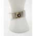 La Des Glanzer Jewelry La Des Glanzer Sterling Silver 14K Moonstone Abstract Modernist Cuff Bracelet 1990s