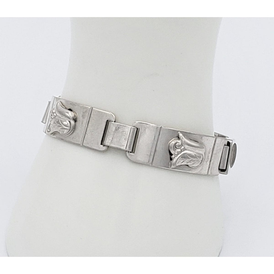 Laurence Foss Jewelry VNTG Modernist Laurence Foss Georg Jensen 925S Floral Tulip Bracelet Rare Circa 50s