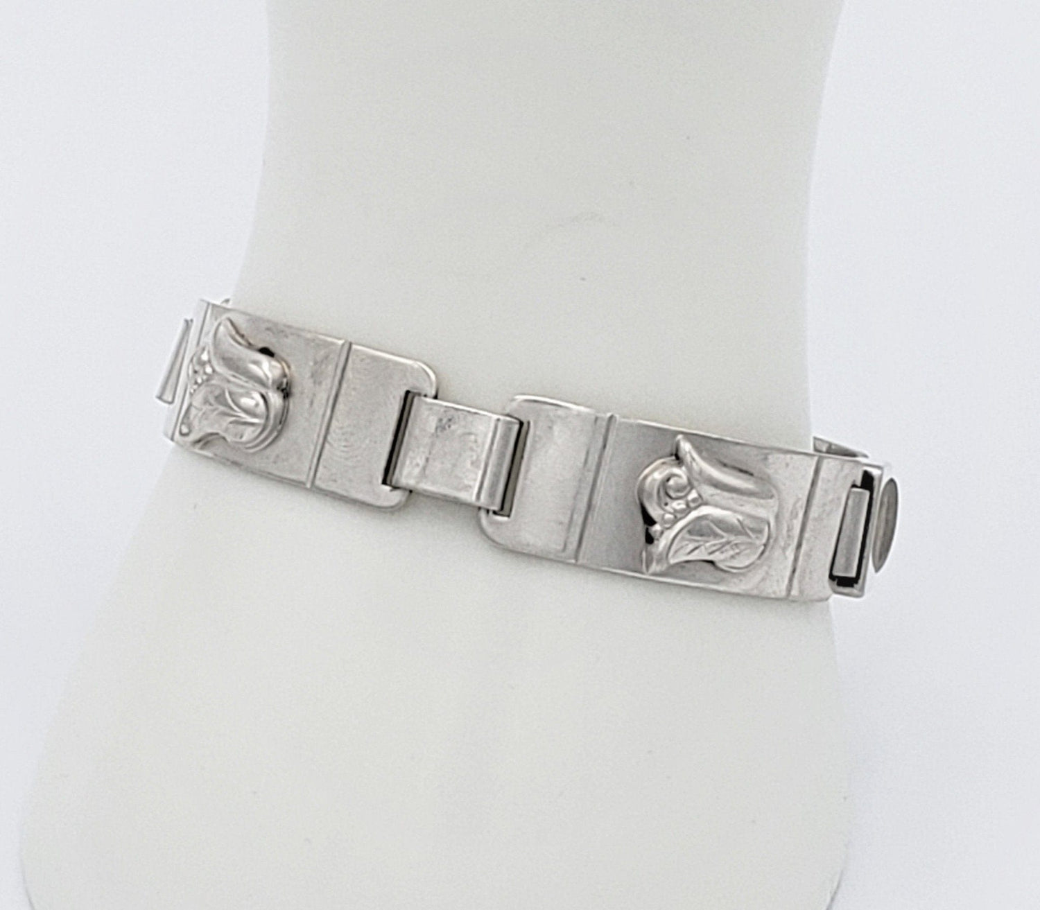 Laurence Foss Jewelry VNTG Modernist Laurence Foss Georg Jensen 925S Floral Tulip Bracelet Rare Circa 50s