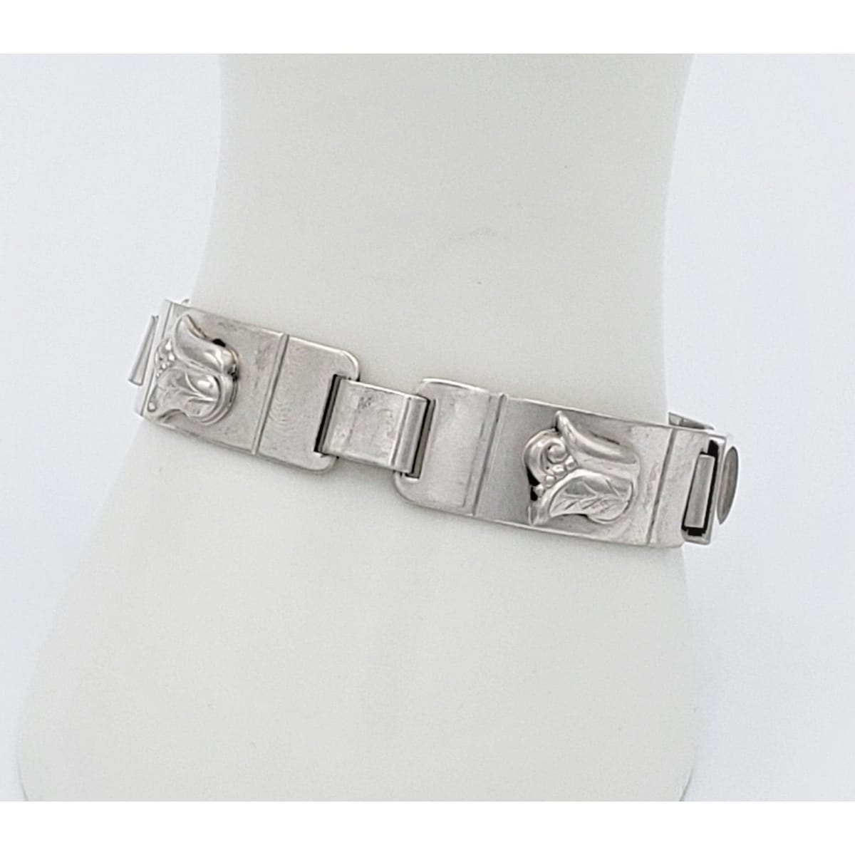 Laurence Foss Jewelry VNTG Modernist Laurence Foss Georg Jensen 925S Floral Tulip Bracelet Rare Circa 50s