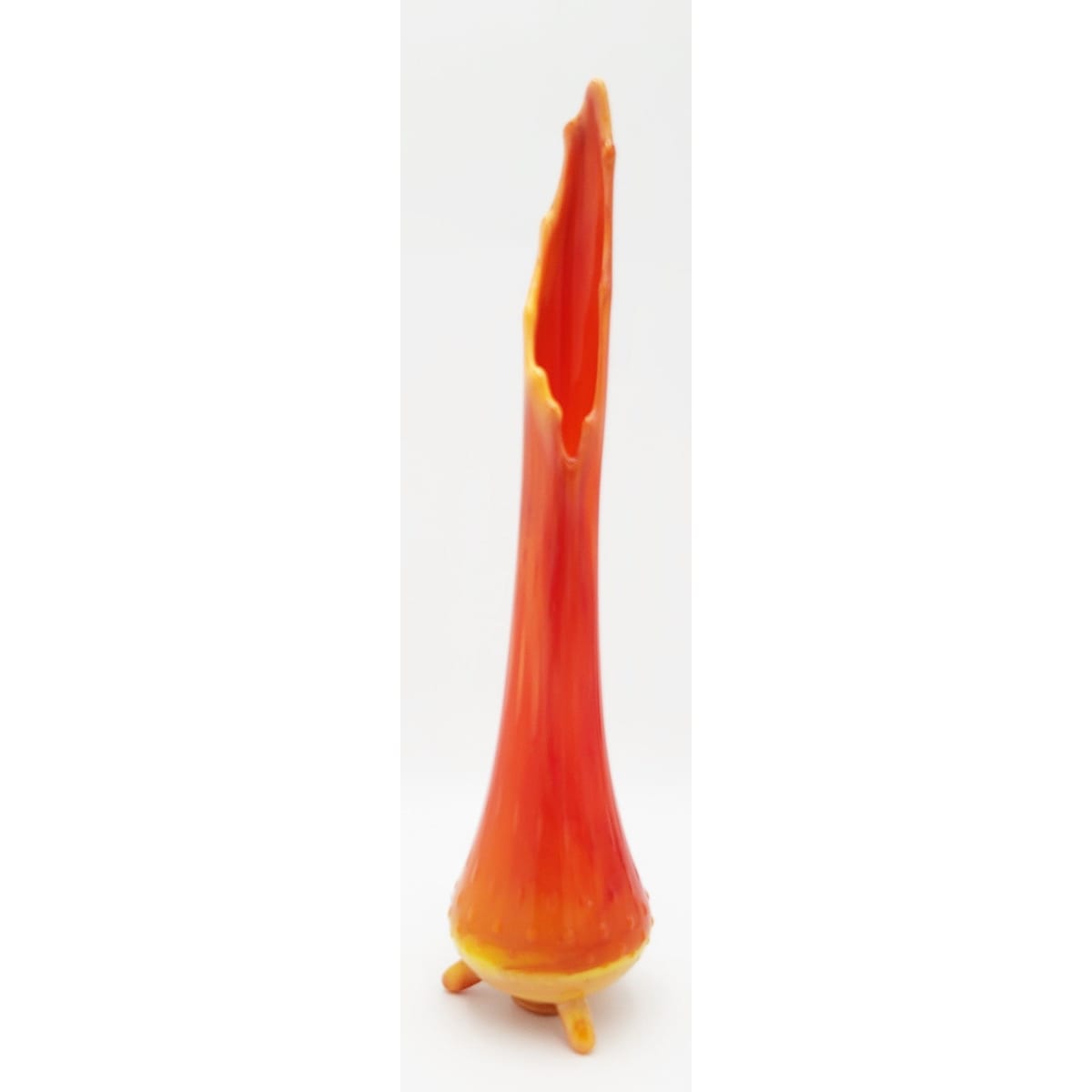 LE Smith Vase LE Smith Bittersweet Orange 3-Toed Hobnail Retro 16" Tall Swung Vase 1960s