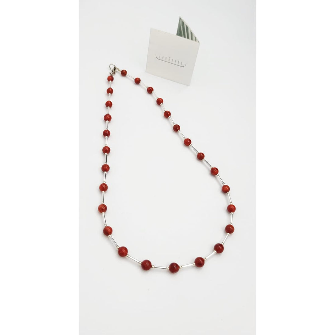 Lee Sands Jewelry Designer Lee Sands Sterling Silver &amp; Red Coral Station Necklace
