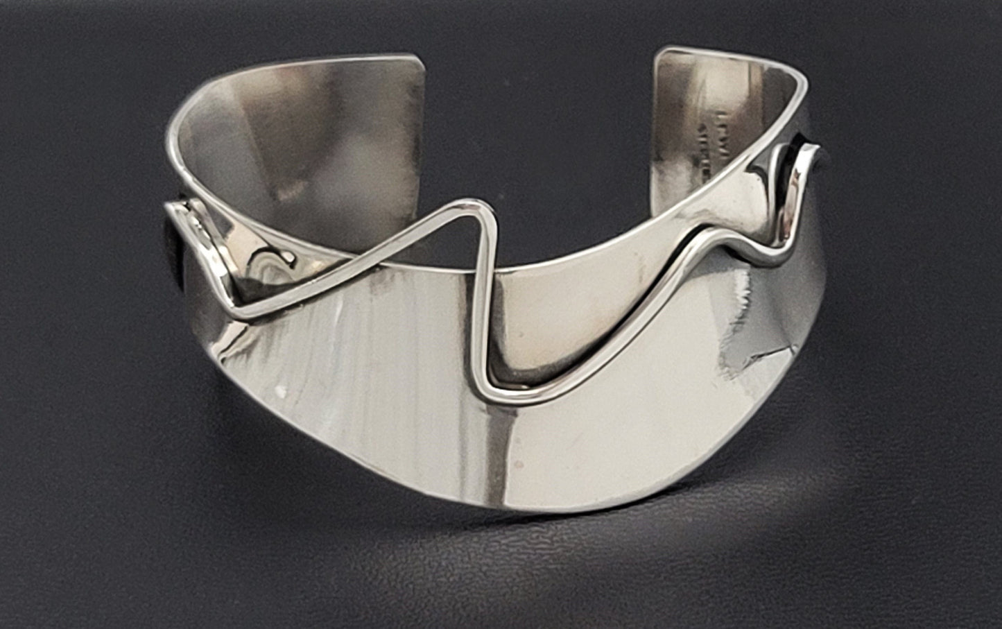 Lewittes Jewelry RARE Esther Lewittes Sterling Abstract Modernist Large Bracelet 1950/60s