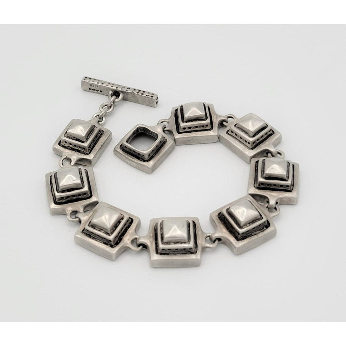 Lisa Jenks Jewelry Exceptional Artisan Lisa Jenks 925 Sterling Silver Modernist Square Links Bracelet