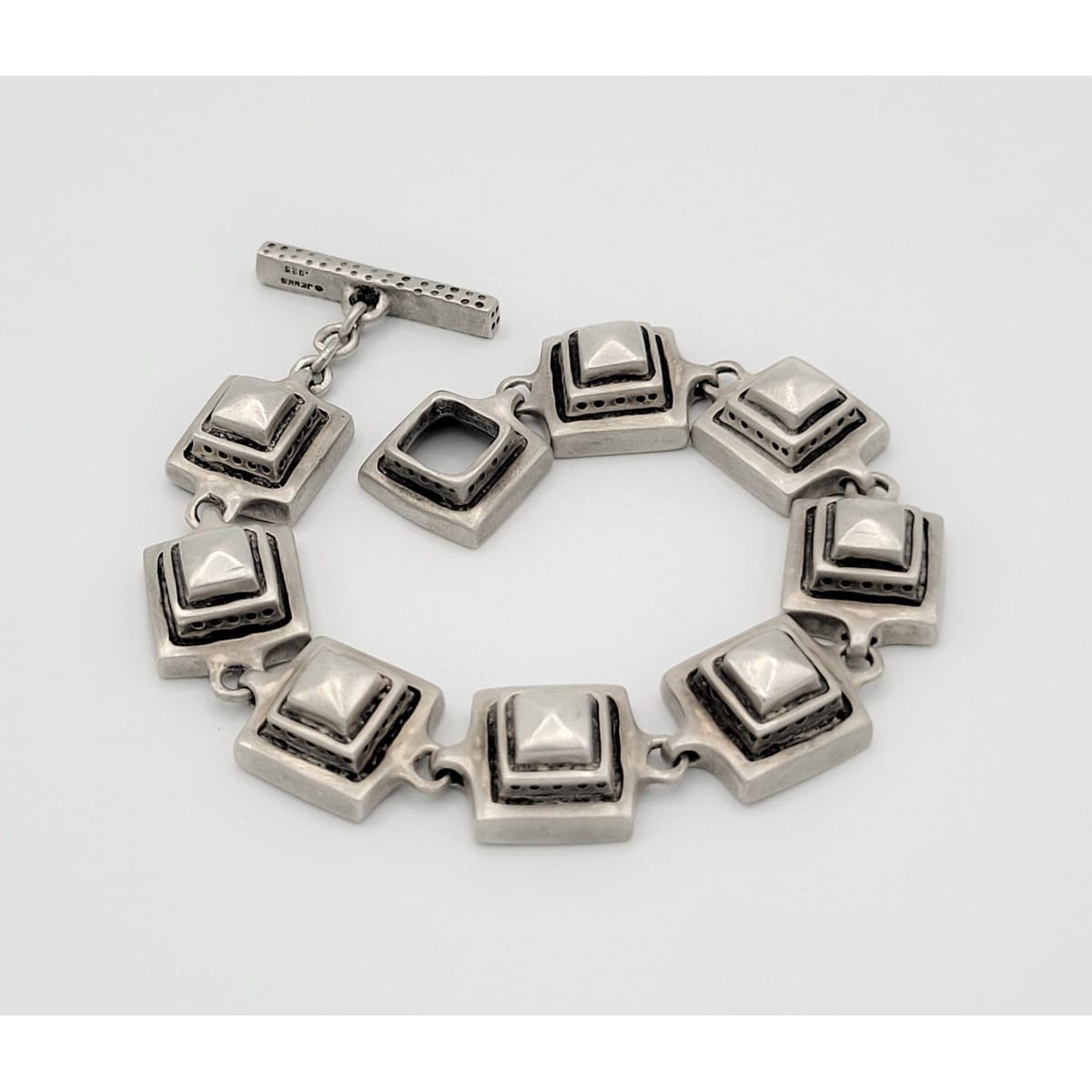 Lisa Jenks Jewelry Exceptional Artisan Lisa Jenks 925 Sterling Silver Modernist Square Links Bracelet