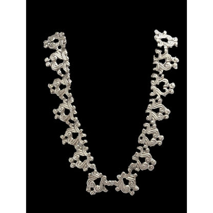 Lopez Taxco Jewelry 980 Sterling Gerardo Lopez Taxco Art Deco Repousse Necklace Circa 1950s