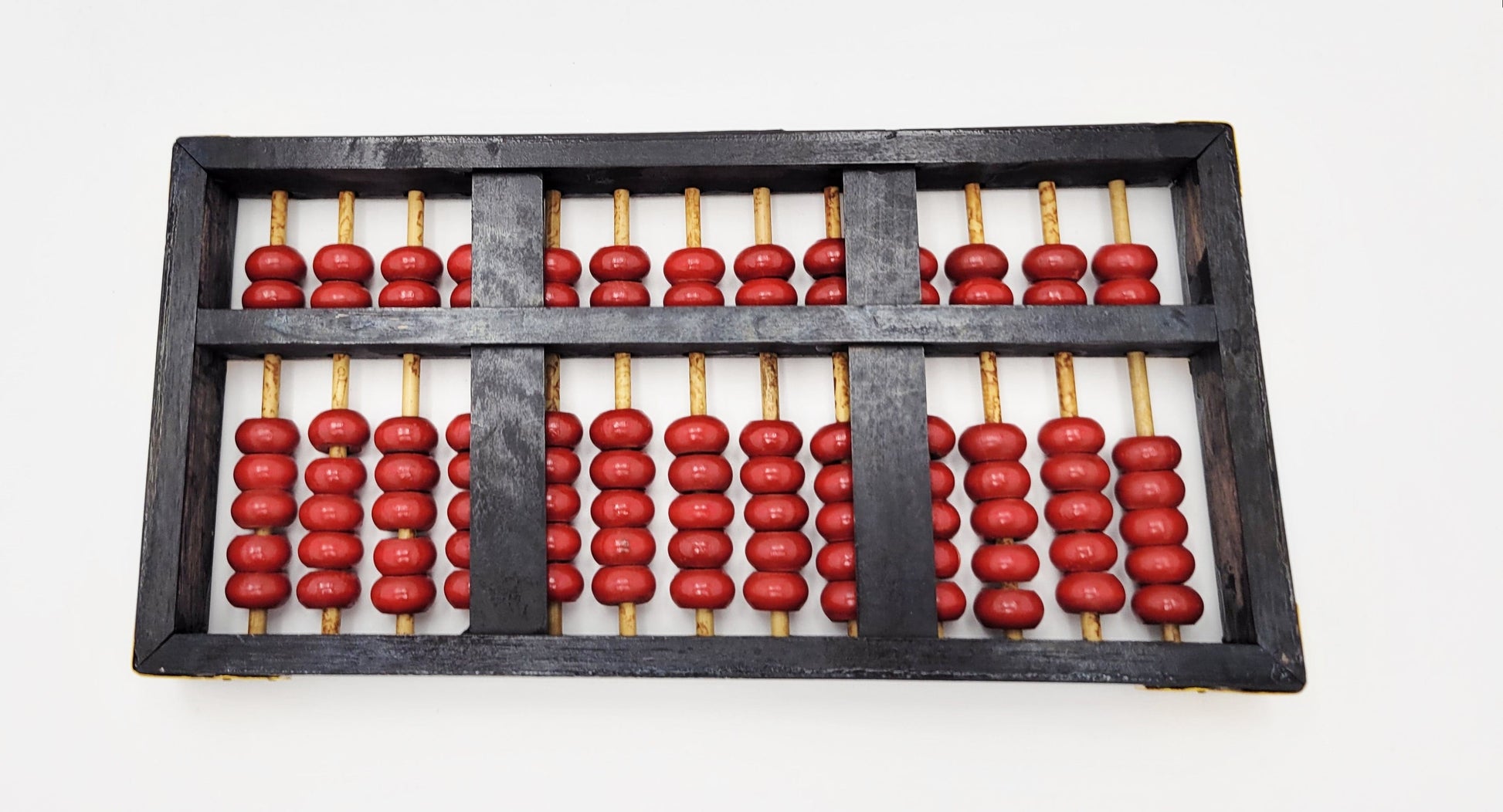 Lotus Flower Abacus Original Lotus Flower Brand PRC Handcrafted Bamboo Abacus Suanpan 1950s