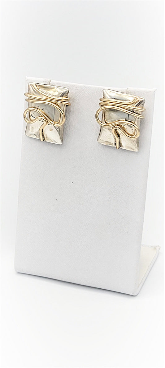MA Sterling Jewelry Vintage Designer Signed MA Sterling Silver Modernist Earrings - Circa 1980's